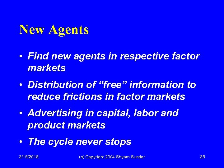 New Agents • Find new agents in respective factor markets • Distribution of “free”