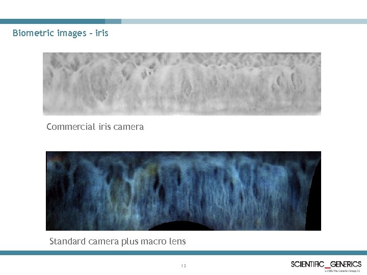 Biometric images - iris Commercial iris camera Standard camera plus macro lens 13 ©