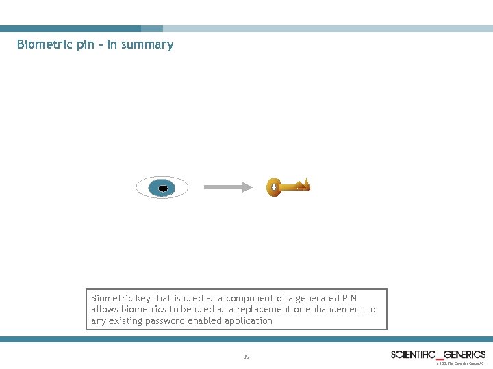 Biometric pin – in summary Biometric key that is used as a component of