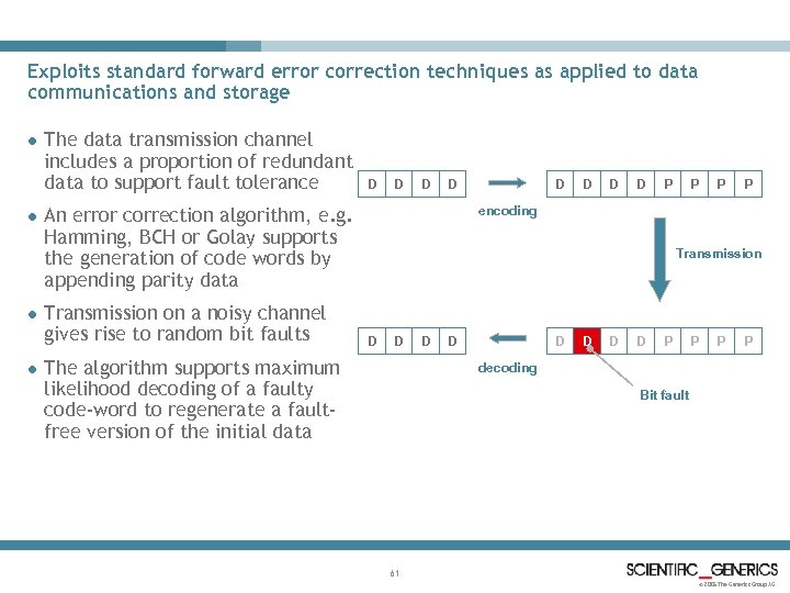 Exploits standard forward error correction techniques as applied to data communications and storage l