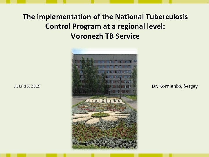 The implementation of the National Tuberculosis Control Program at a regional level: Voronezh TB