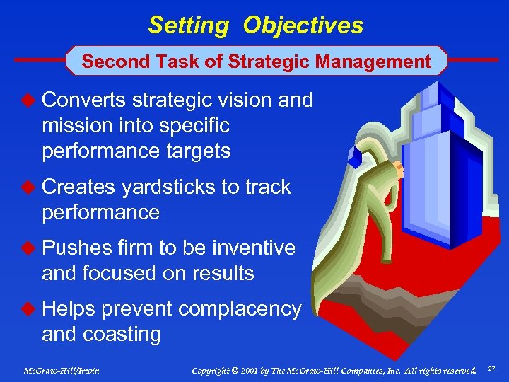 Setting Objectives Second Task of Strategic Management u Converts strategic vision and mission into