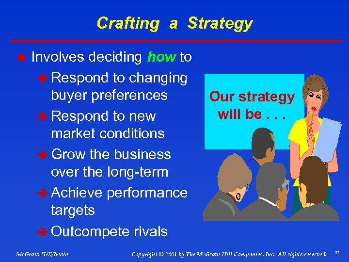 Crafting a Strategy u Involves deciding how to è Respond to changing buyer preferences