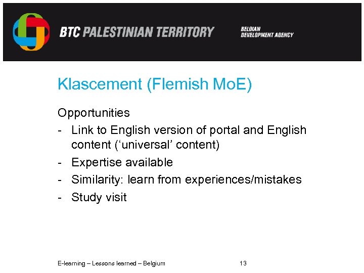 Klascement (Flemish Mo. E) Opportunities - Link to English version of portal and English