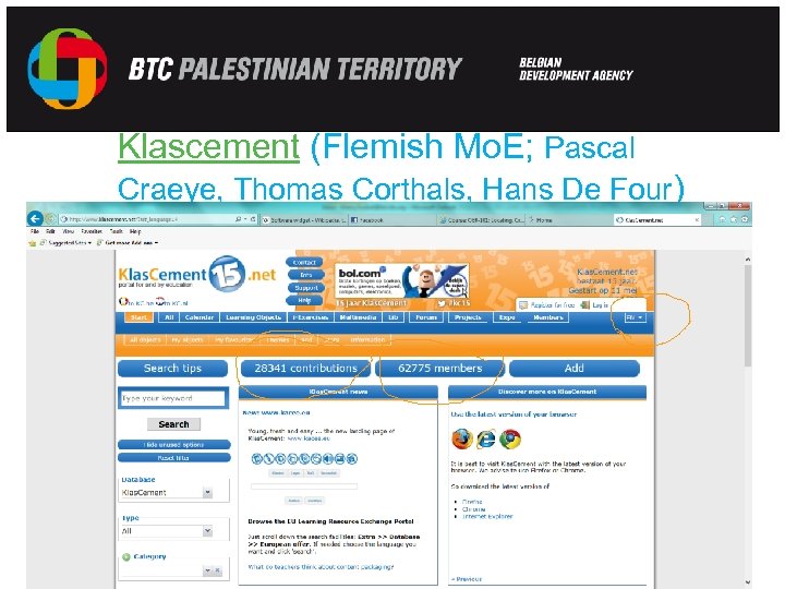 Klascement (Flemish Mo. E; Pascal Craeye, Thomas Corthals, Hans De Four) ) E-learning –