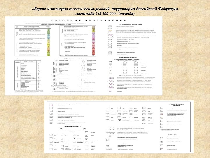 «Карта инженерно-геологических условий территории Российской Федерации масштаба 1: 2 500 000» (легенда) 