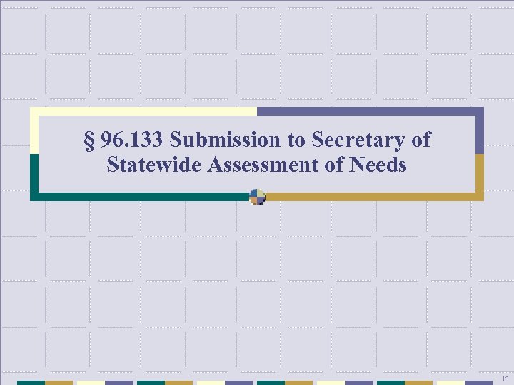 § 96. 133 Submission to Secretary of Statewide Assessment of Needs 13 