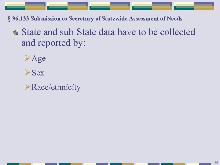 § 96. 133 Submission to Secretary of Statewide Assessment of Needs State and sub-State