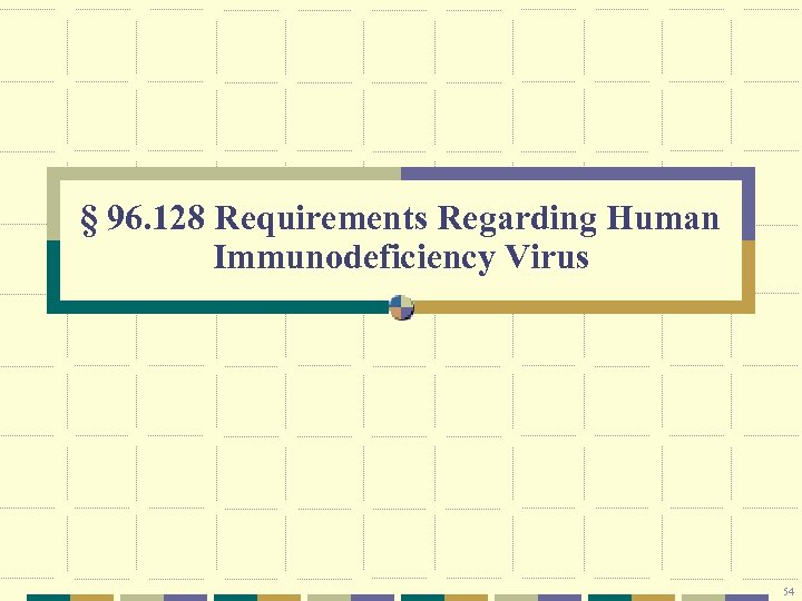 § 96. 128 Requirements Regarding Human Immunodeficiency Virus 54 