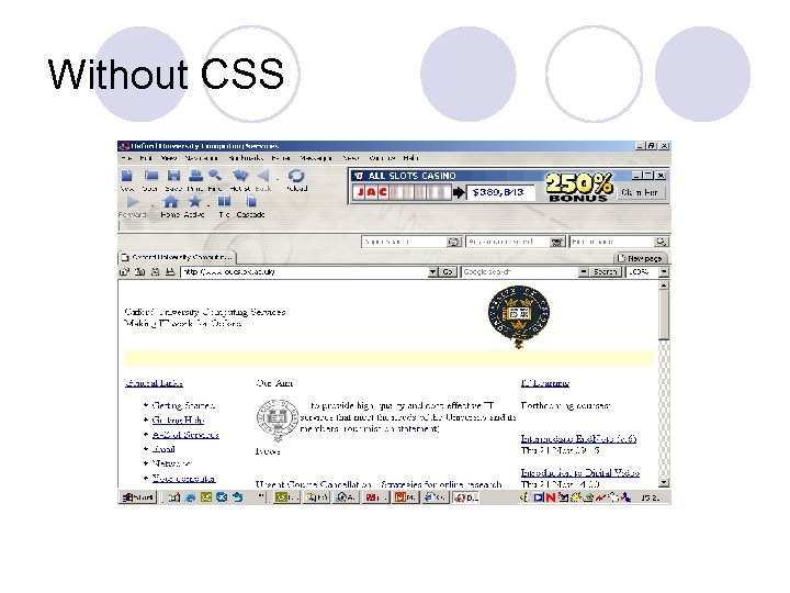 Without CSS 