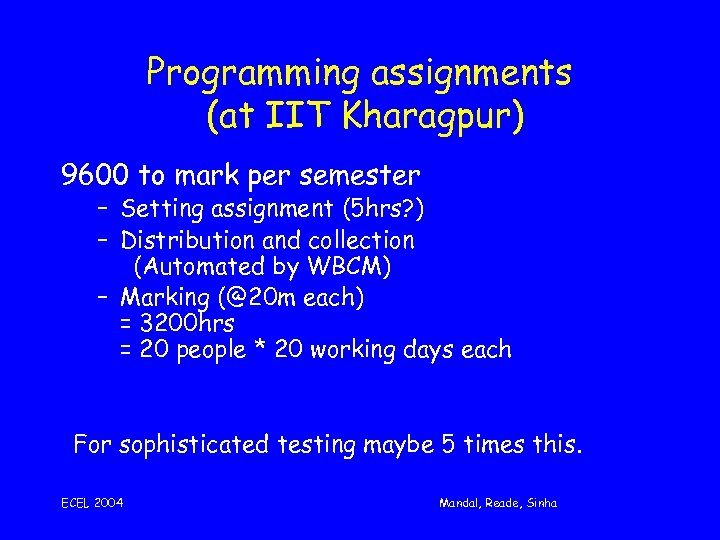 Programming assignments (at IIT Kharagpur) 9600 to mark per semester – Setting assignment (5