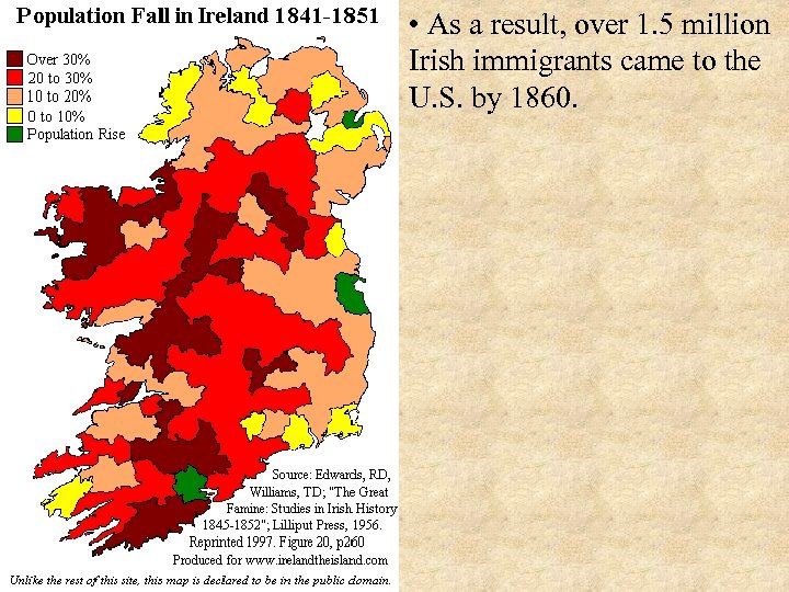  • As a result, over 1. 5 million Irish immigrants came to the