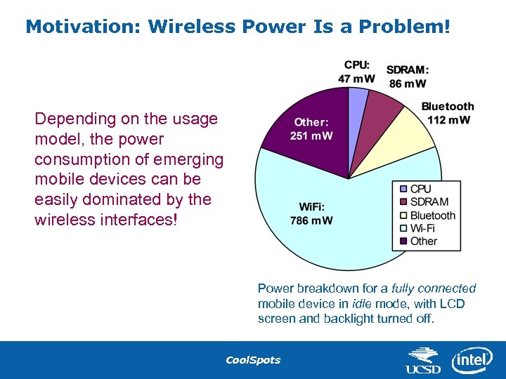 Motivation: Wireless Power Is a Problem! Depending on the usage model, the power consumption
