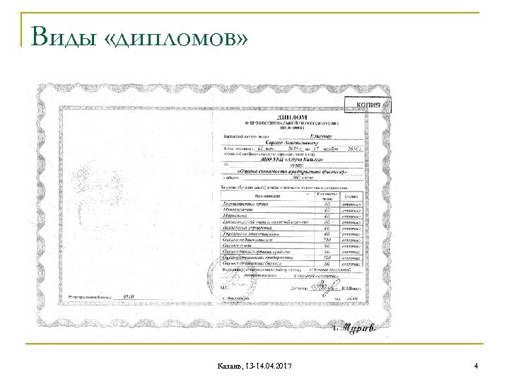 Виды «дипломов» Казань, 13 -14. 04. 2017 4 