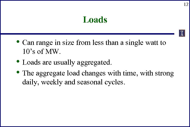 12 Loads • Can range in size from less than a single watt to