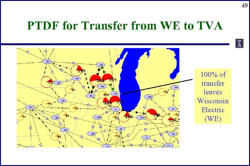 49 PTDF for Transfer from WE to TVA 100% of transfer leaves Wisconsin Electric