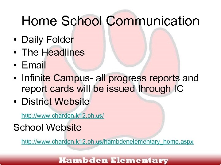 Home School Communication • • Daily Folder The Headlines Email Infinite Campus- all progress