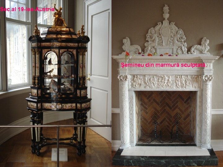 Sec. al 19 -lea-Austria Şemineu din marmură sculptată. 
