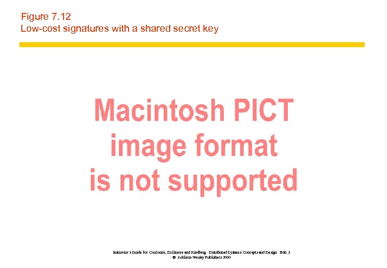 Figure 7. 12 Low-cost signatures with a shared secret key Instructor’s Guide for Coulouris,