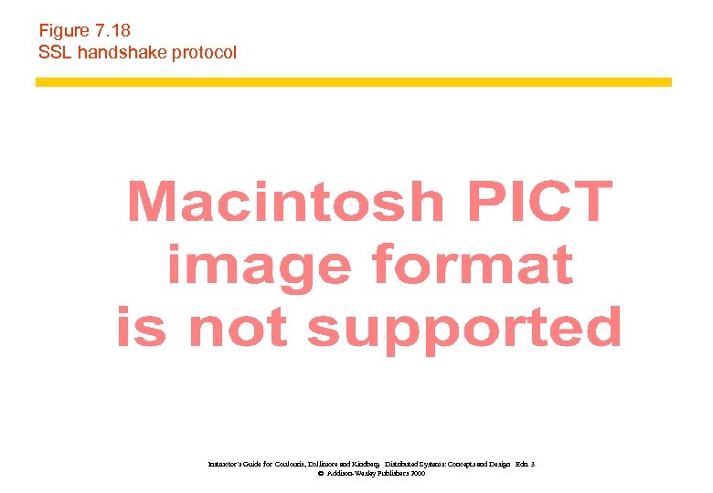 Figure 7. 18 SSL handshake protocol Instructor’s Guide for Coulouris, Dollimore and Kindberg Distributed