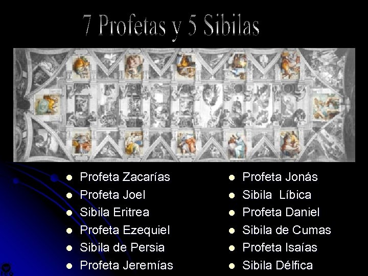 l l l Profeta Zacarías Profeta Joel Sibila Eritrea Profeta Ezequiel Sibila de Persia