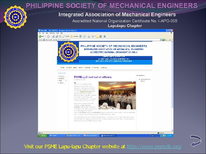 PHILIPPINE SOCIETY OF MECHANICAL ENGINEERS Integrated Association of Mechanical Engineers Accredited National Organization Certificate
