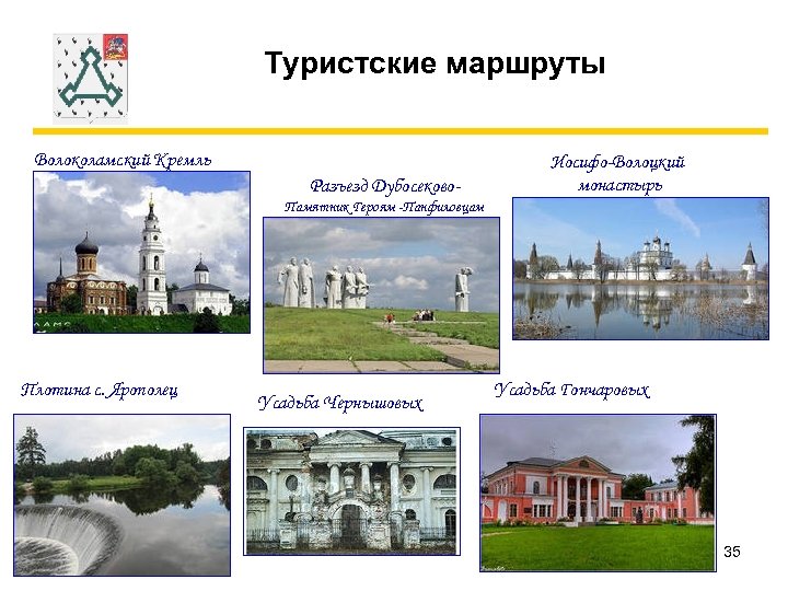 Туристские маршруты Волоколамский Кремль Разъезд Дубосеково- Иосифо-Волоцкий монастырь Памятник Героям -Панфиловцам Плотина с. Ярополец