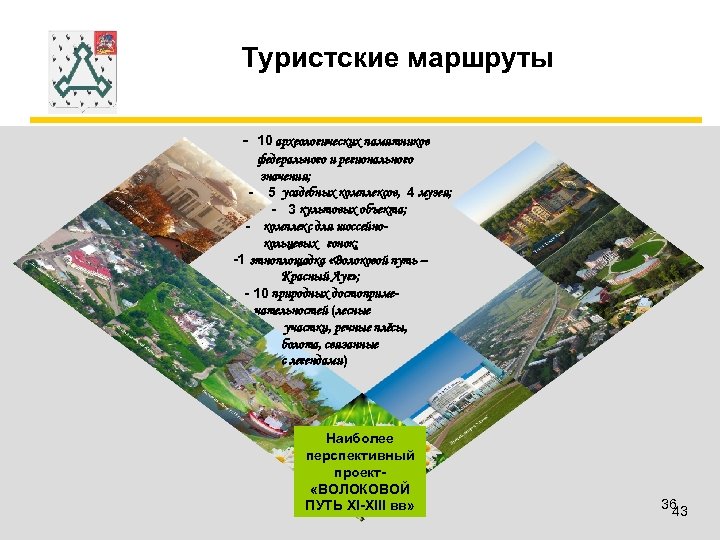 Туристские маршруты - 10 археологических памятников федерального и регионального значения; - 5 усадебных комплексов,