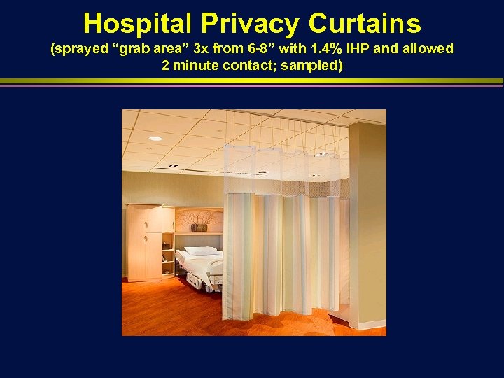Hospital Privacy Curtains (sprayed “grab area” 3 x from 6 -8” with 1. 4%