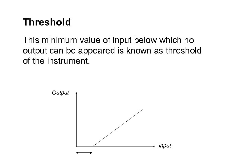 Threshold This minimum value of input below which no output can be appeared is