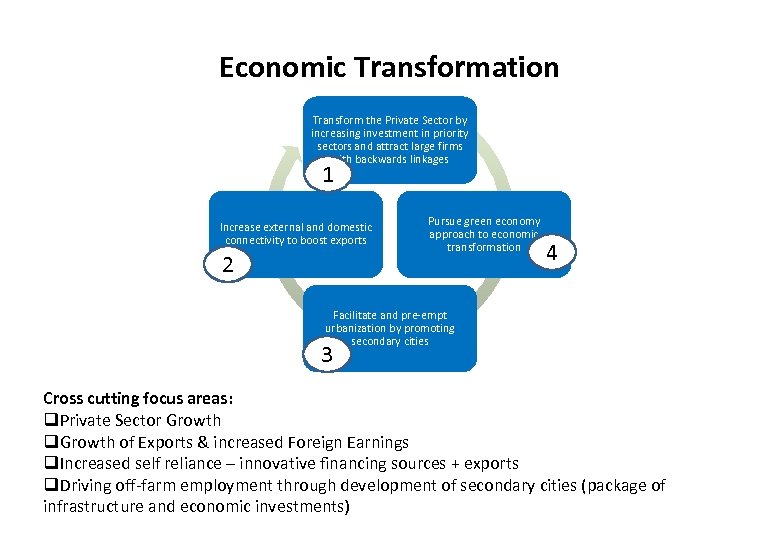 Economic Transformation Transform the Private Sector by increasing investment in priority sectors and attract