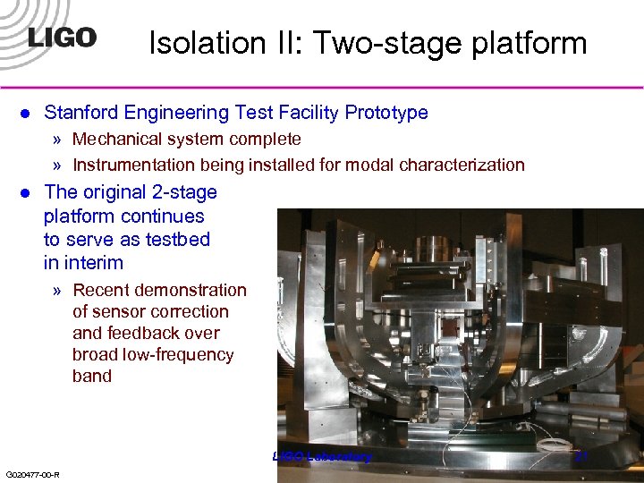 Isolation II: Two-stage platform l Stanford Engineering Test Facility Prototype » Mechanical system complete