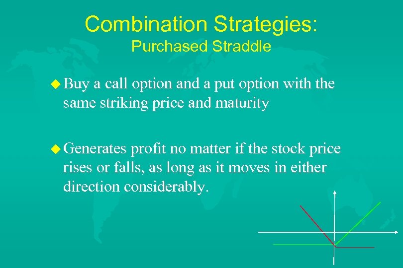 Combination Strategies: Purchased Straddle u Buy a call option and a put option with