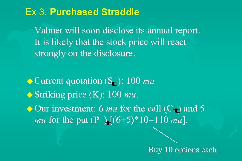 Ex 3. Purchased Straddle Valmet will soon disclose its annual report. It is likely