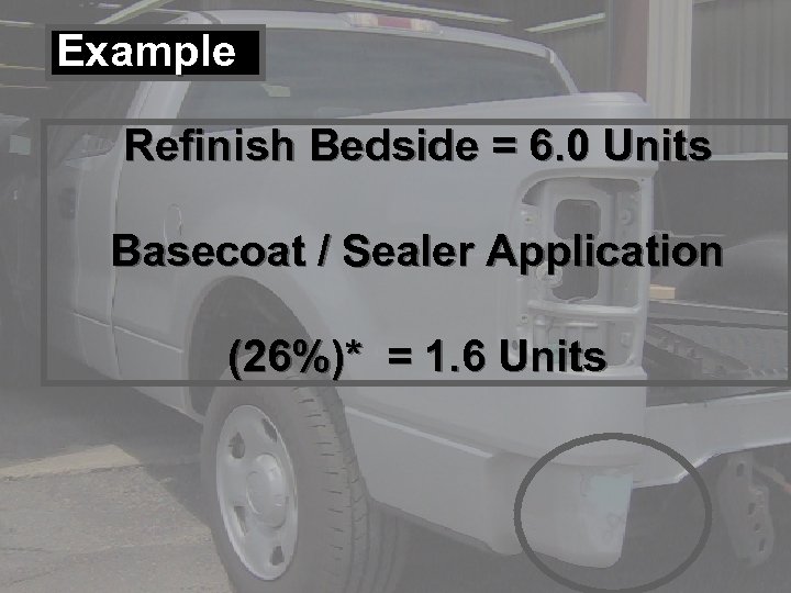 Example Refinish Bedside = 6. 0 Units Basecoat / Sealer Application (26%)* = 1.