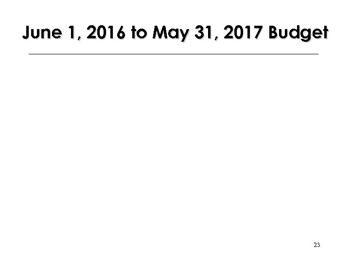 June 1, 2016 to May 31, 2017 Budget 23 