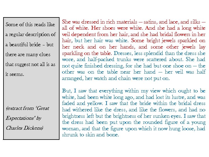 Some of this reads like a regular description of a beautiful bride – but