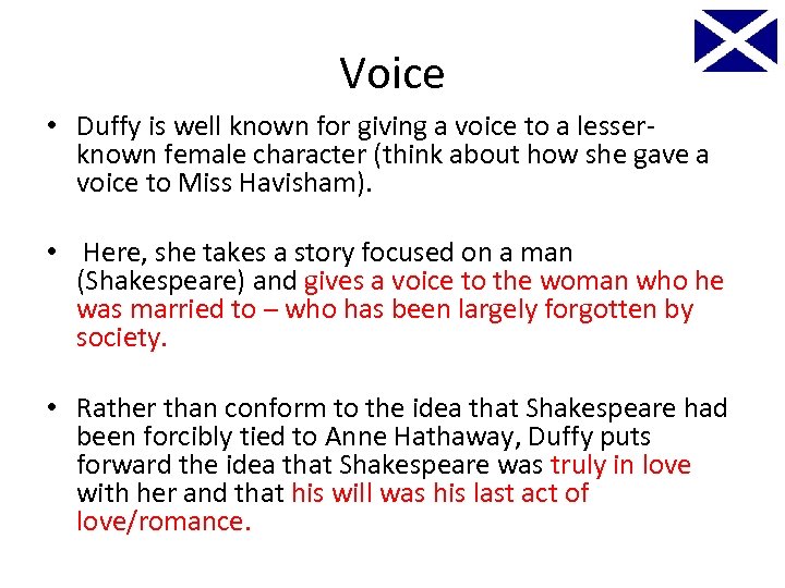 Voice • Duffy is well known for giving a voice to a lesserknown female