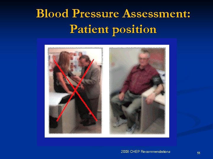 Blood Pressure Assessment: Patient position 2008 CHEP Recommendations 55 