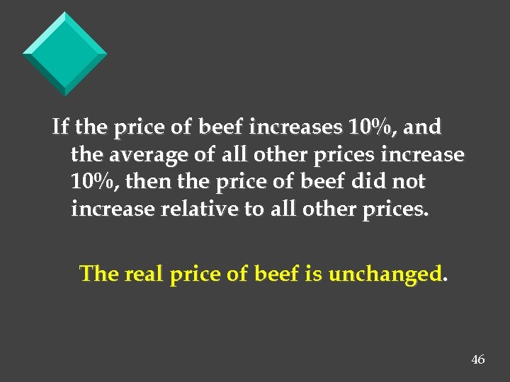 If the price of beef increases 10%, and the average of all other prices