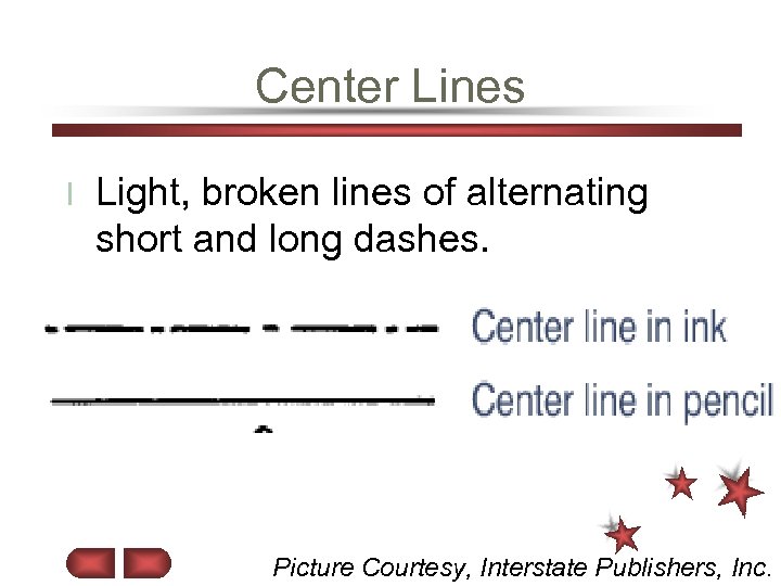 Center Lines l Light, broken lines of alternating short and long dashes. Picture Courtesy,