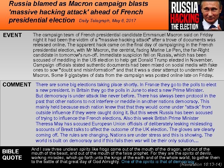 Russia blamed as Macron campaign blasts 'massive hacking attack' ahead of French presidential election