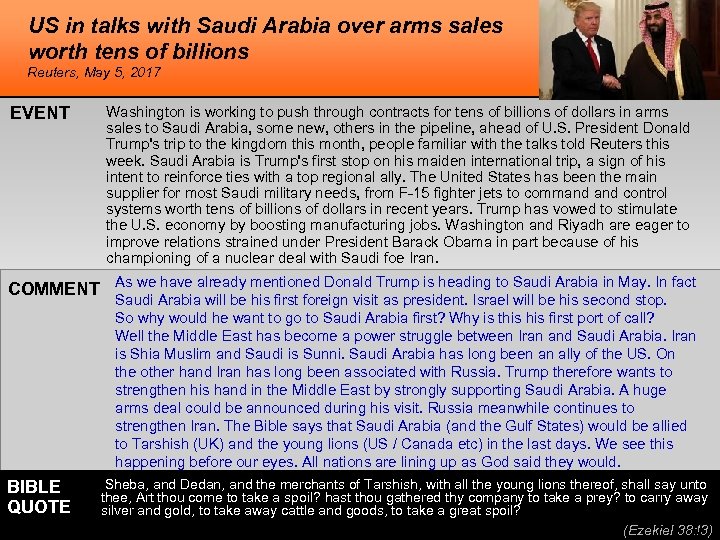 US in talks with Saudi Arabia over arms sales worth tens of billions Reuters,