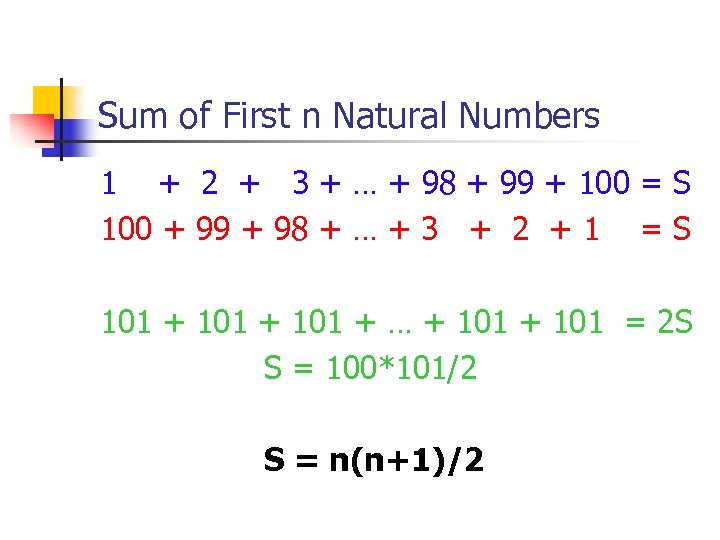 Sum of First n Natural Numbers 1 + 2 + 3 + … +