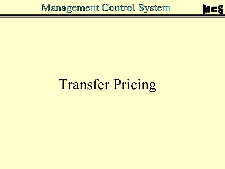 Transfer Pricing 