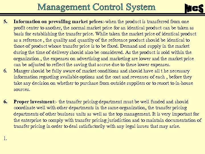 5. 6. 1. Information on prevailing market prices: -when the product is transferred from