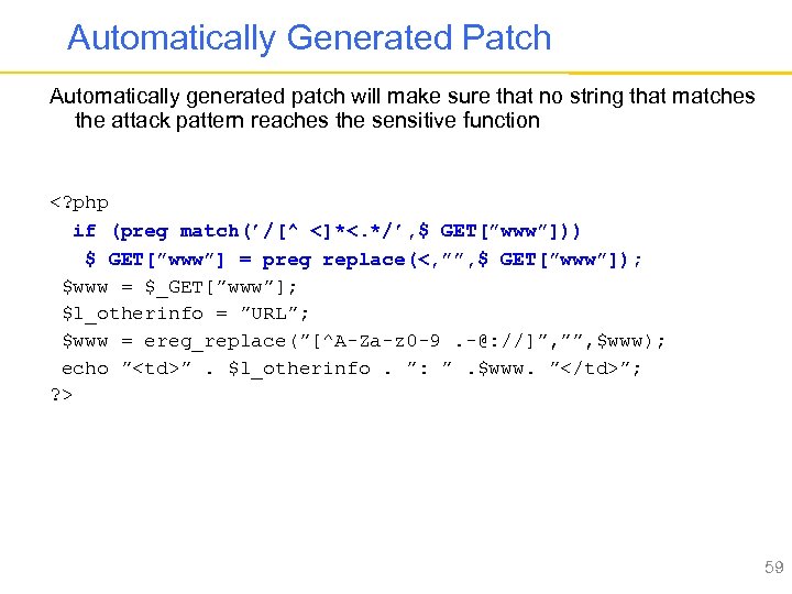 Automatically Generated Patch Automatically generated patch will make sure that no string that matches