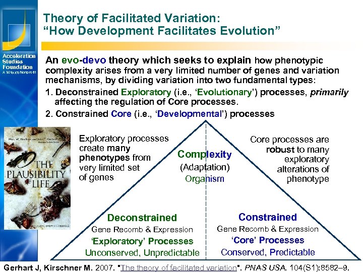 Theory of Facilitated Variation: “How Development Facilitates Evolution” Acceleration Studies Foundation A 501(c)(3) Nonprofit