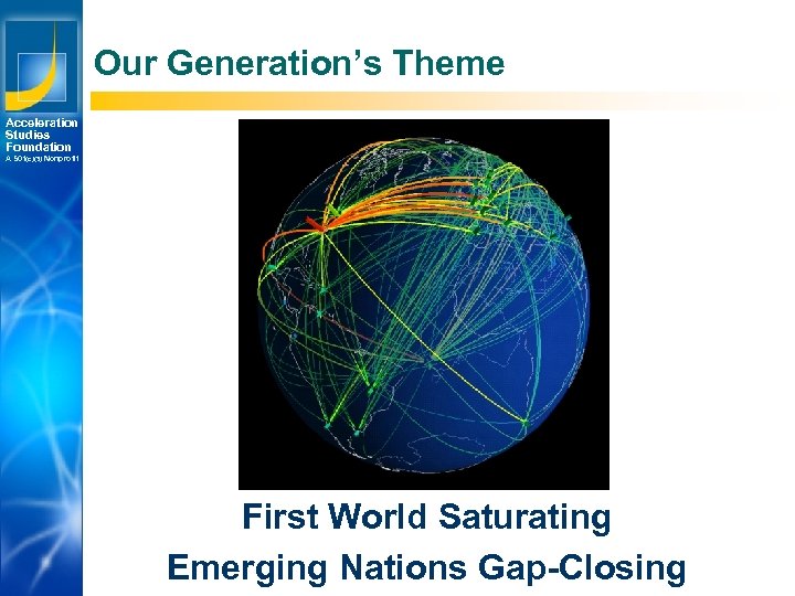 Our Generation’s Theme Acceleration Studies Foundation A 501(c)(3) Nonprofit Los Angeles New York Palo