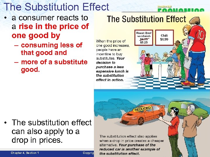 The Substitution Effect • a consumer reacts to a rise in the price of